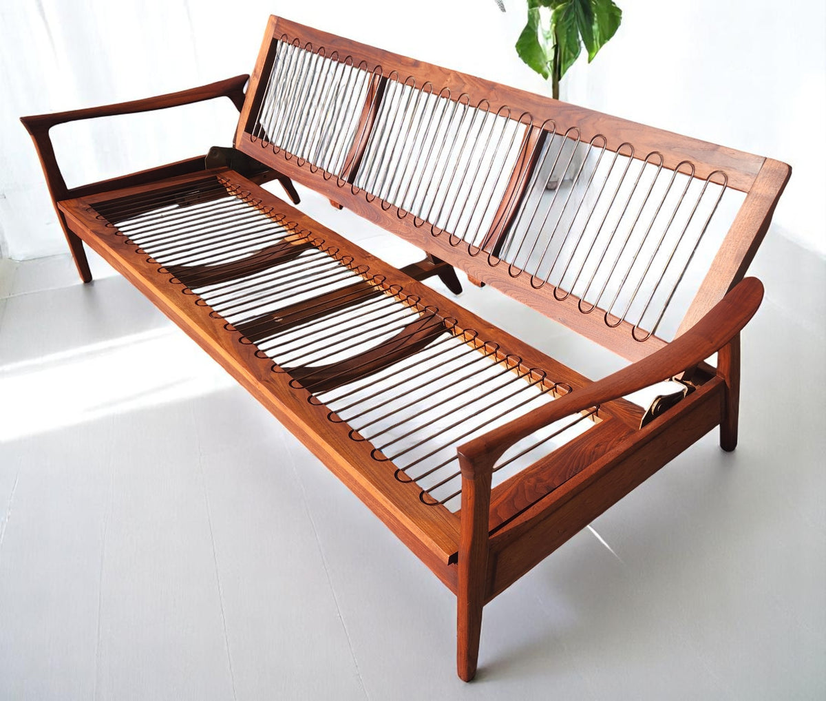 Deposit for REFINISHED Mid Century Modern Solid Walnut Sofa - Bed will get NEW CUSHIONS