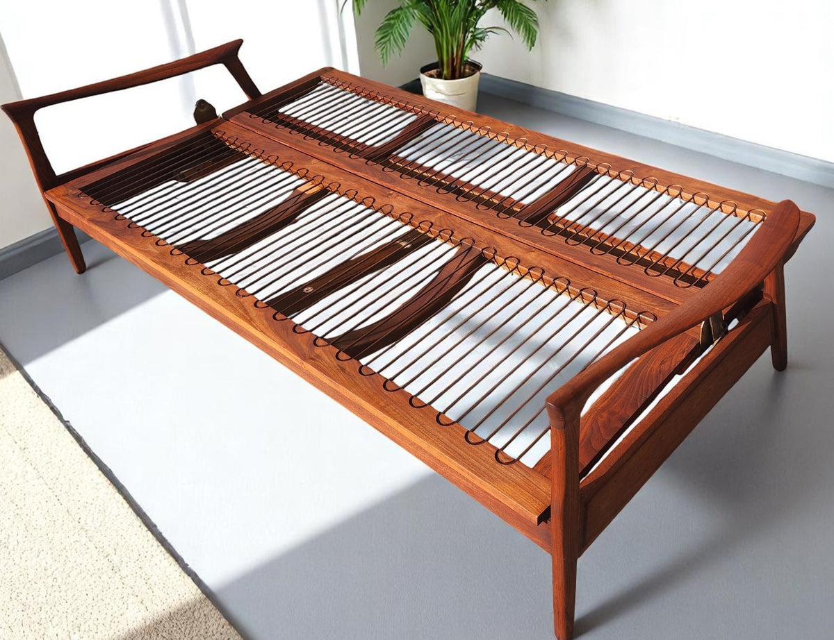 Deposit for REFINISHED Mid Century Modern Solid Walnut Sofa - Bed will get NEW CUSHIONS