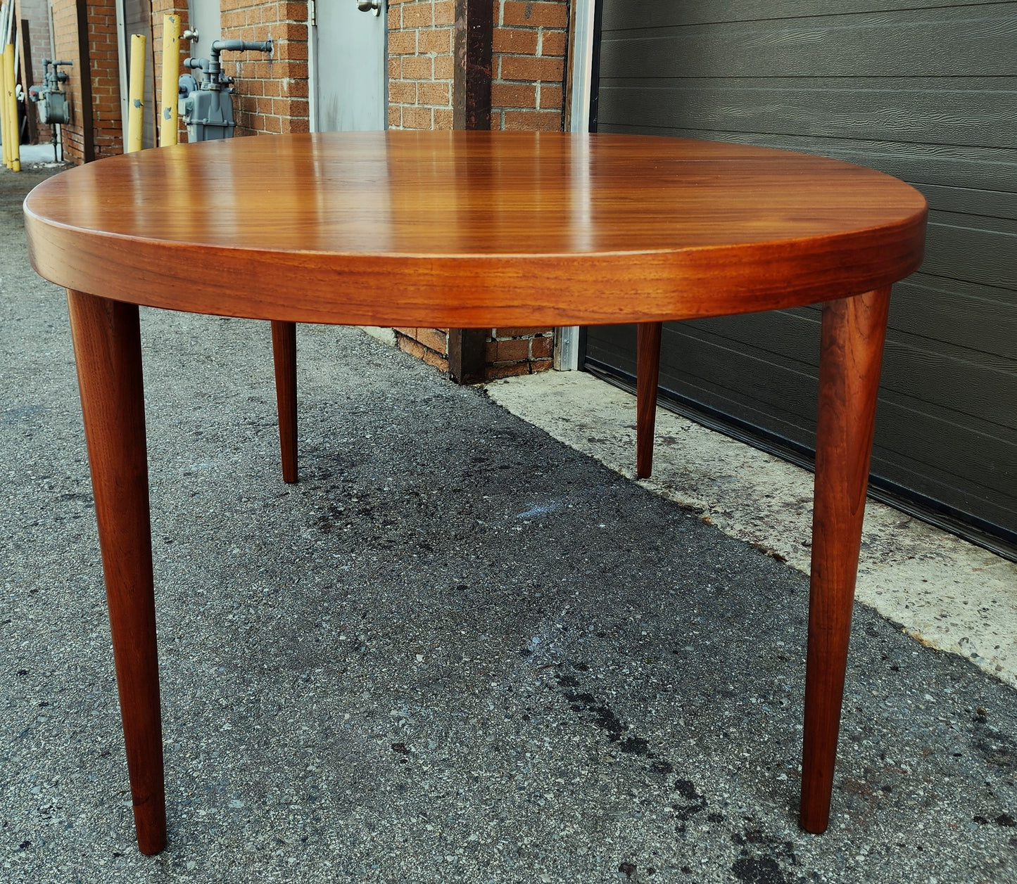 REFINISHED Danish Mid Century Modern Teak Table Oval w 2 leaves 66"-107"