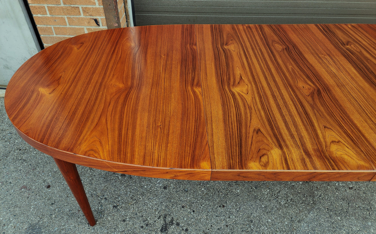 REFINISHED Danish Mid Century Modern Teak Table Oval w 2 leaves 66