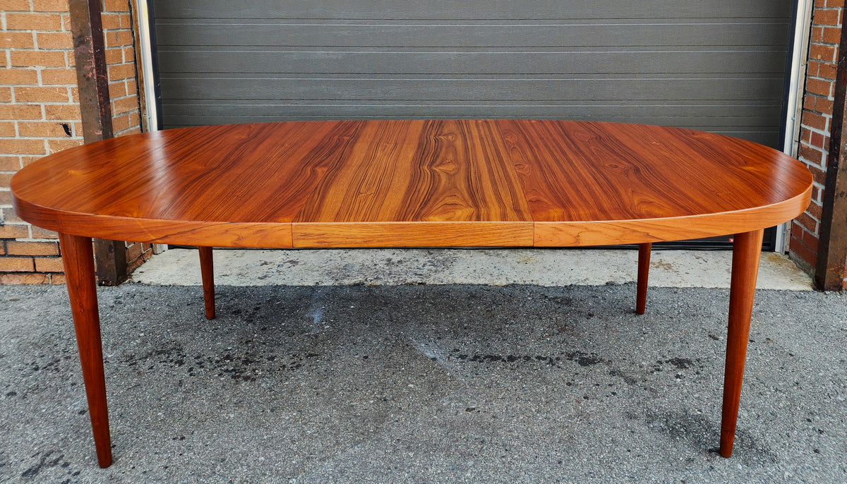 REFINISHED Danish Mid Century Modern Teak Table Oval w 2 leaves 66