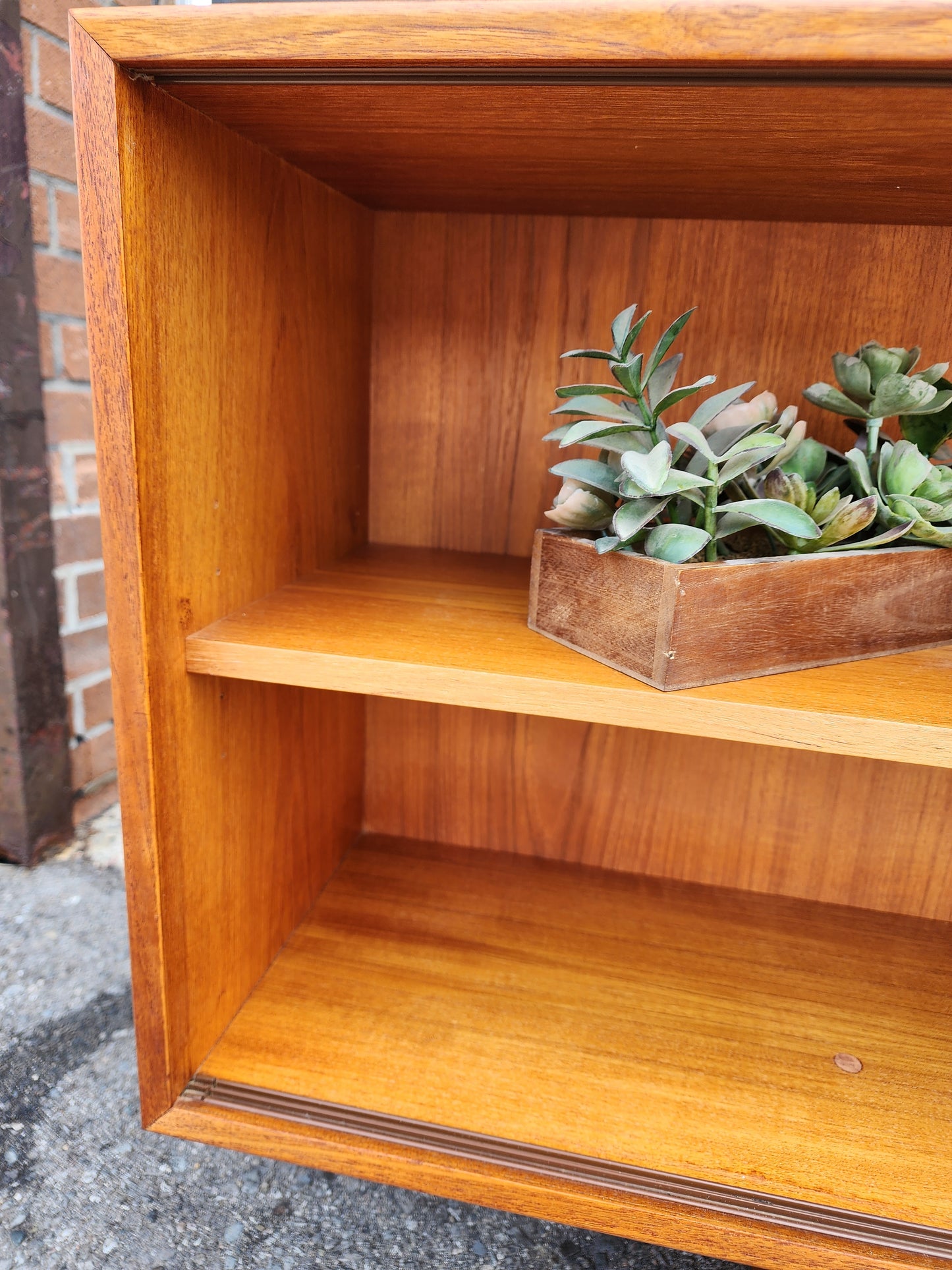 RESTORED Mid Century Modern Teak Bookcase Display TV Media Console 59"