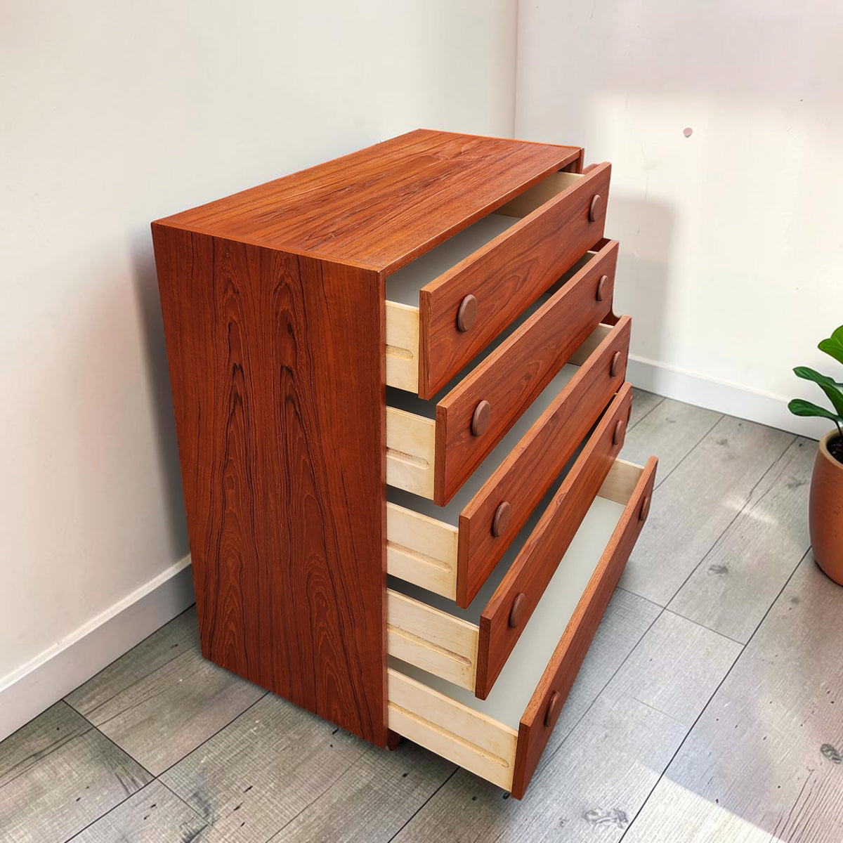 REFINISHED Mid Century Modern Teak Dresser & Tallboy