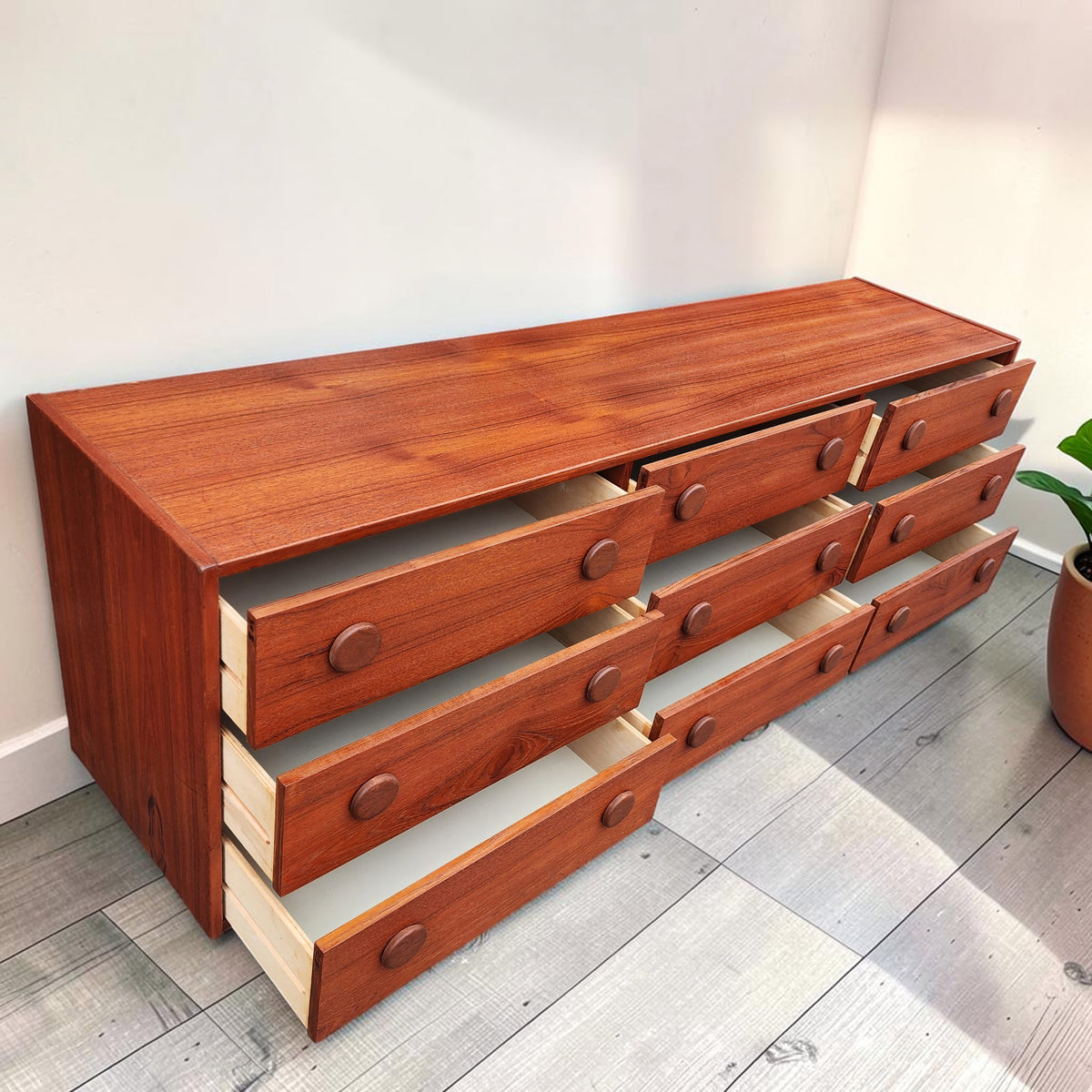 REFINISHED Mid Century Modern Teak Dresser & Tallboy