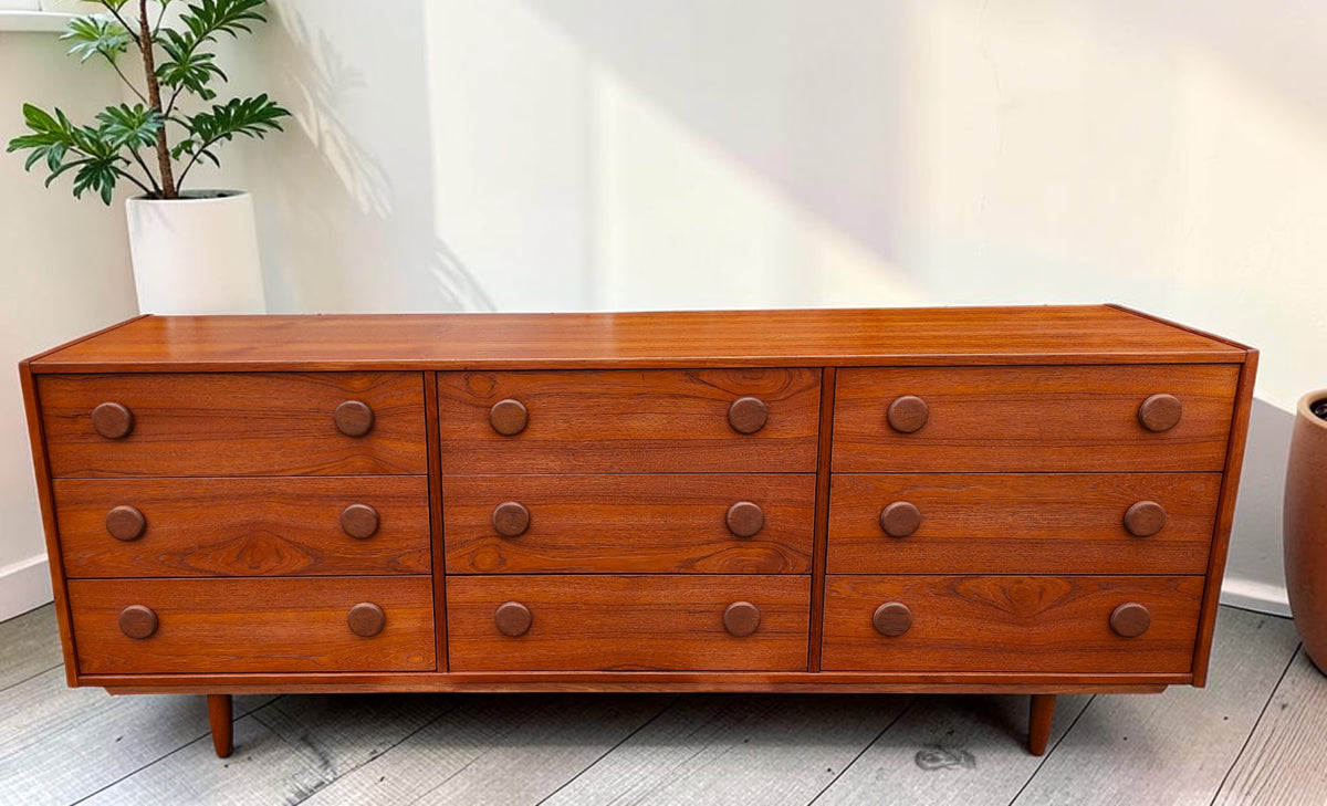 REFINISHED Mid Century Modern Teak Dresser & Tallboy