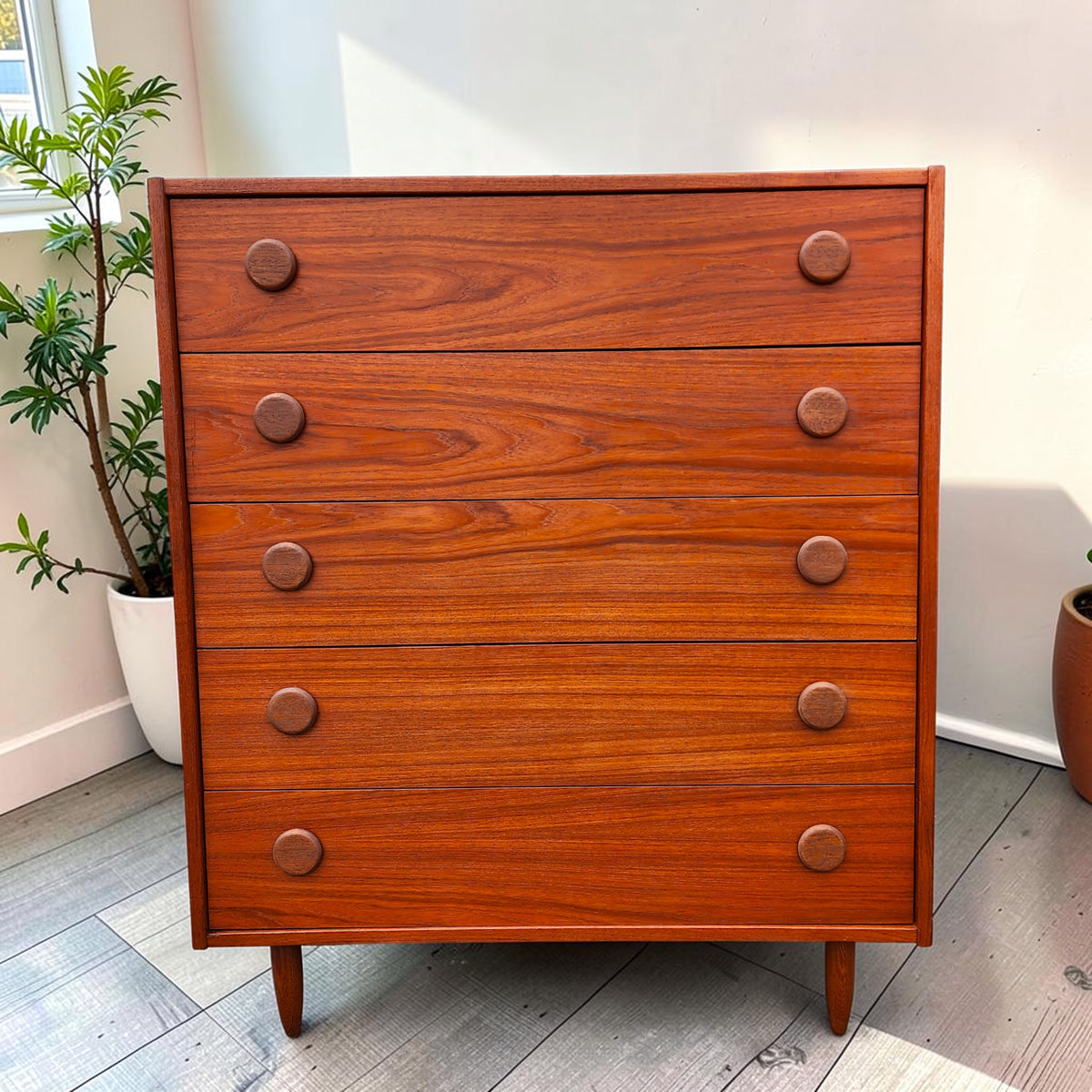 REFINISHED Mid Century Modern Teak Dresser & Tallboy