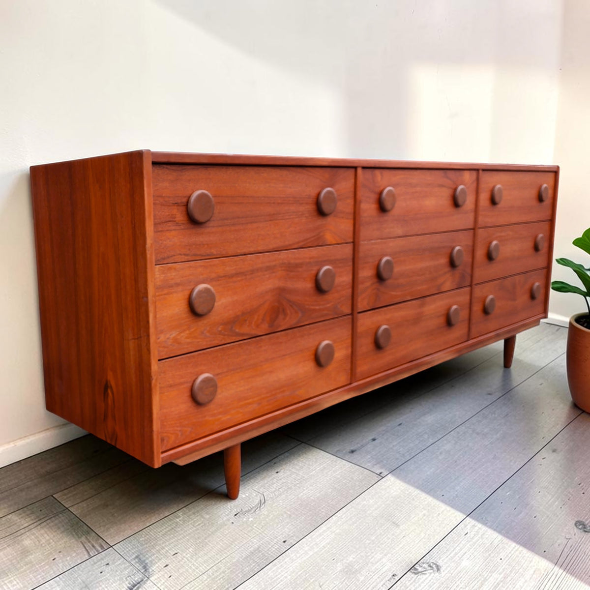 REFINISHED Mid Century Modern Teak Dresser & Tallboy