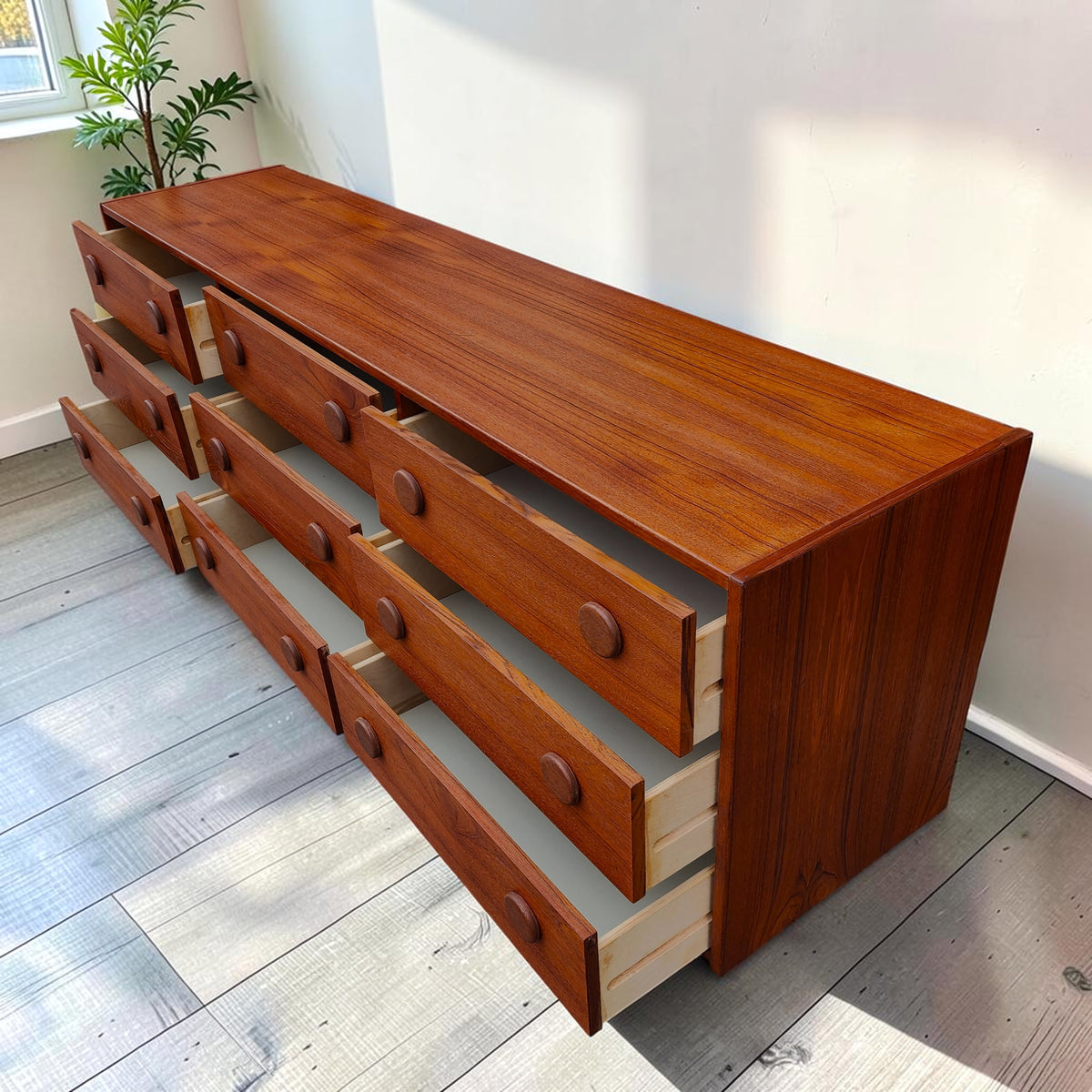 REFINISHED Mid Century Modern Teak Dresser & Tallboy