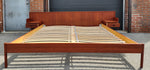 REFINISHED Mid Century Modern Teak Bed King w Floating Nightstands 9