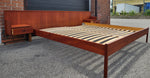 REFINISHED Mid Century Modern Teak Bed King w Floating Nightstands 10