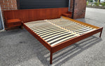 REFINISHED Mid Century Modern Teak Bed King w Floating Nightstands 6