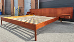 REFINISHED Mid Century Modern Teak Bed King w Floating Nightstands 11