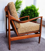 REFINISHED REUPHOLSTERED Danish MCM Teak Lounge Chair w Performance Fabric 1