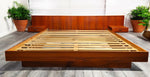 REFINISHED MCM Teak Bed King w Floating Nightstands 1