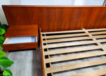 REFINISHED MCM Teak Bed King w Floating Nightstands 3