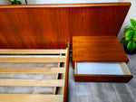 REFINISHED MCM Teak Bed King w Floating Nightstands 4