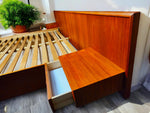 REFINISHED MCM Teak Bed King w Floating Nightstands 7