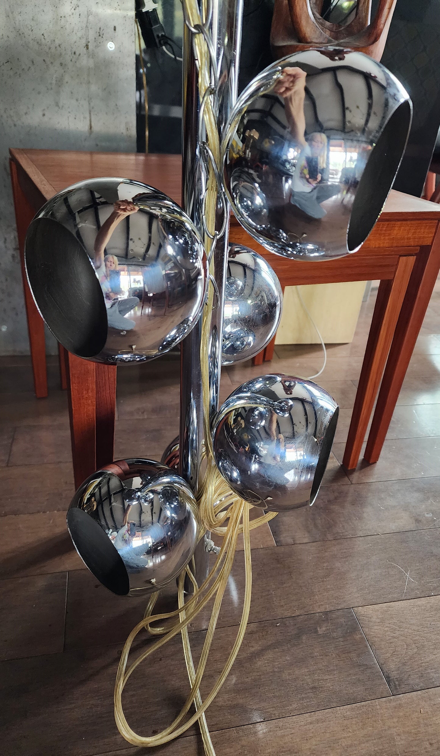 Mid Century Modern Chrome and Glass 6 Eyeballs Ceiling Chandelier Lamp