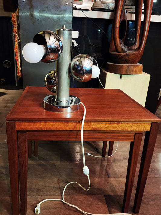 Mid Century Modern Chrome & Glass 3 Eyeballs Table Lamp