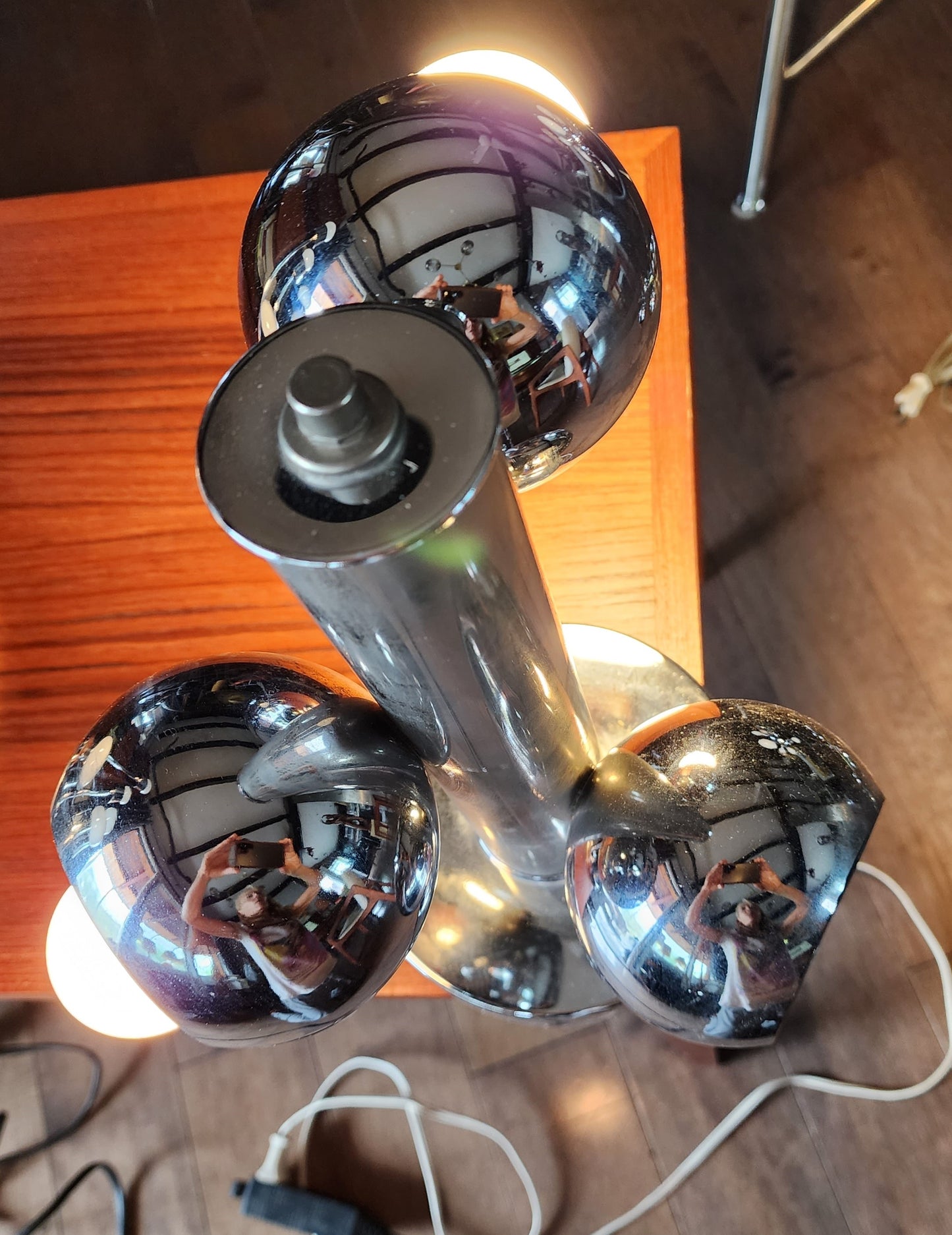 Mid Century Modern Chrome & Glass 3 Eyeballs Table Lamp