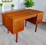 REFINISHED Mid Century Modern Teak Desk with Finished Back 5