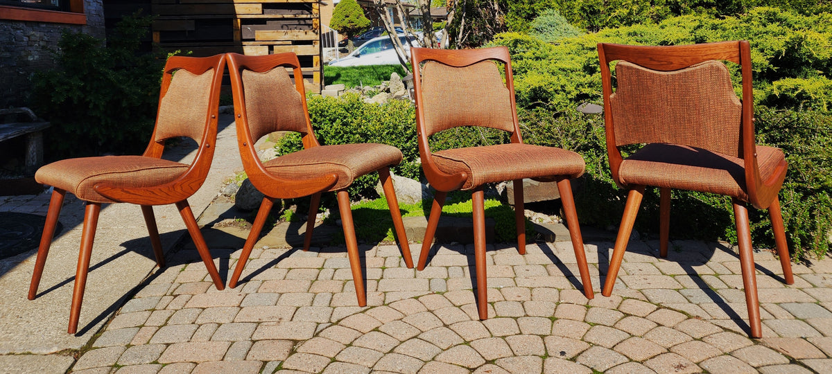 4 REFINISHED REUPHOLSTERED Mid Century Modern Boomerang Chairs
