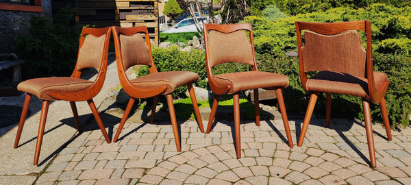 4 REFINISHED REUPHOLSTERED Mid Century Modern Boomerang Chairs