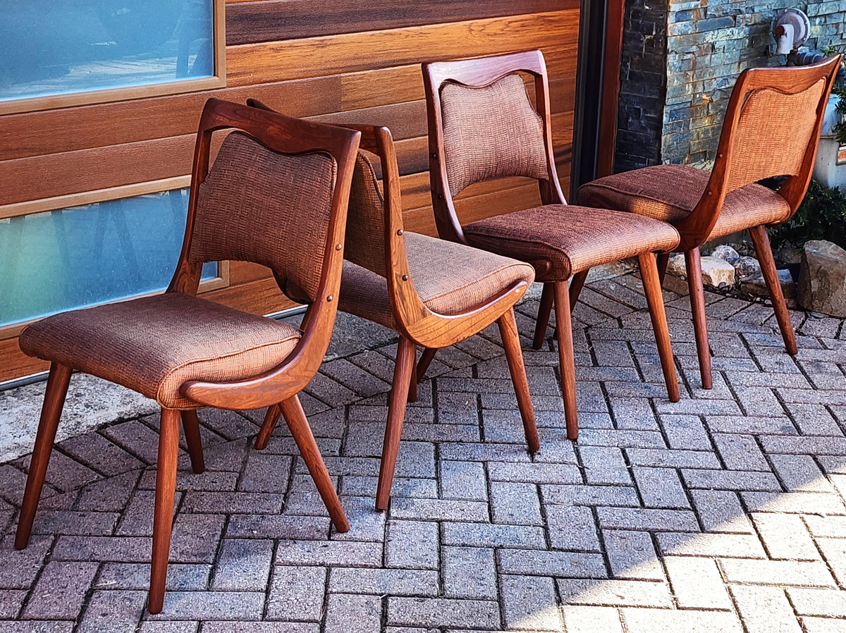 4 REFINISHED REUPHOLSTERED Mid Century Modern Boomerang Chairs