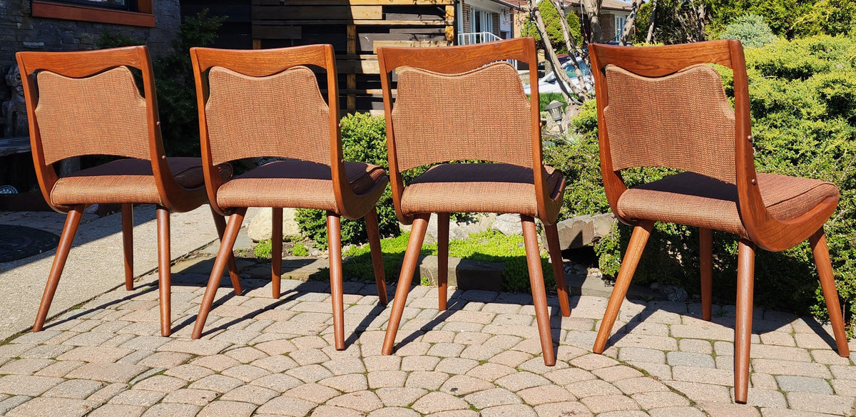 4 REFINISHED REUPHOLSTERED Mid Century Modern Boomerang Chairs