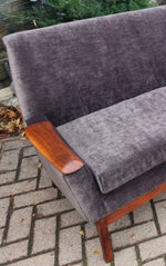REFINISHED REUPHOLSTERED Danish MCM Teak Sofa 4-Seater, Performance Easy Care 12