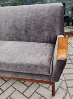 REFINISHED REUPHOLSTERED Danish MCM Teak Sofa 4-Seater, Performance Easy Care 13