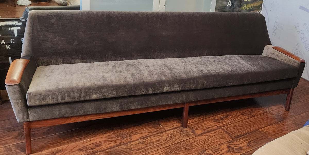 REFINISHED REUPHOLSTERED Danish MCM Teak Sofa 4-Seater, Performance Easy Care