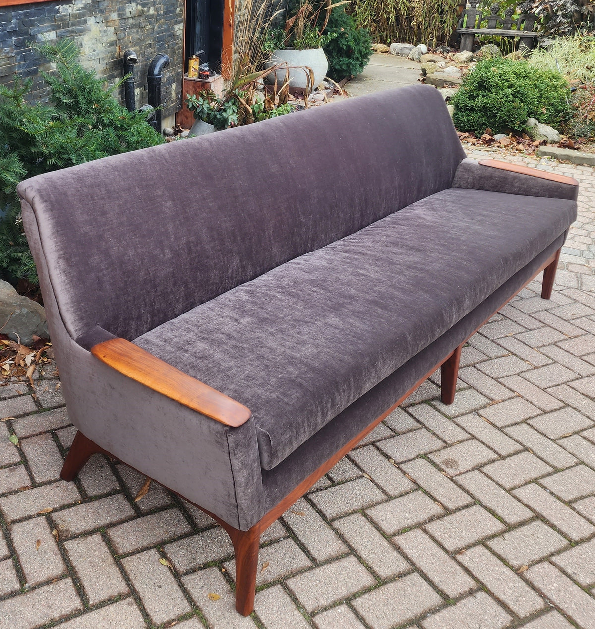 REFINISHED REUPHOLSTERED Danish MCM Teak Sofa 4-Seater, Performance Easy Care