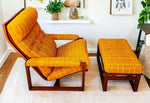 REFINISHED Mid Century Modern Teak Lounge Chair & Ottoman by Lennart Bender, Sweden 1