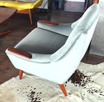 2 REFINISHED REUPHOLSTERED in Wool Mohair Teak Mid Century Modern Lounge Chairs 14