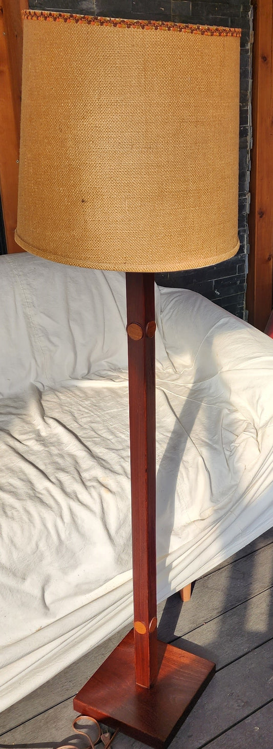 Mid Century Modern Teak Floor Lamp, H 56.5" (including shade)