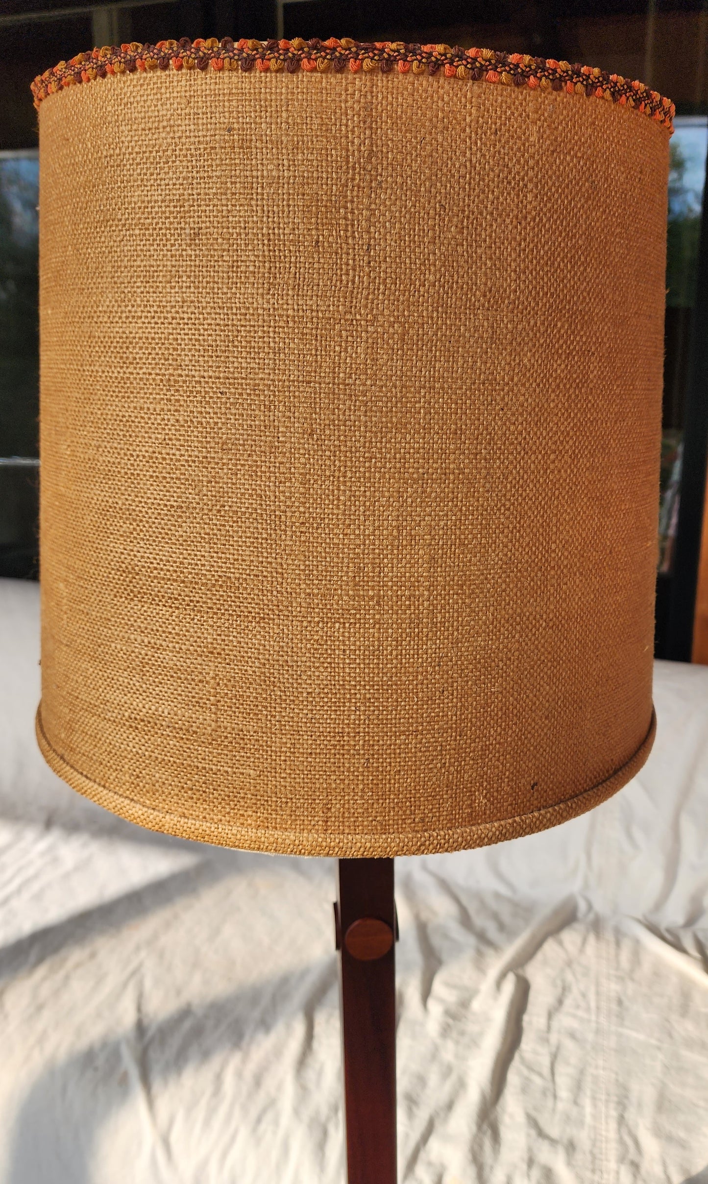 Mid Century Modern Teak Floor Lamp, H 56.5" (including shade)