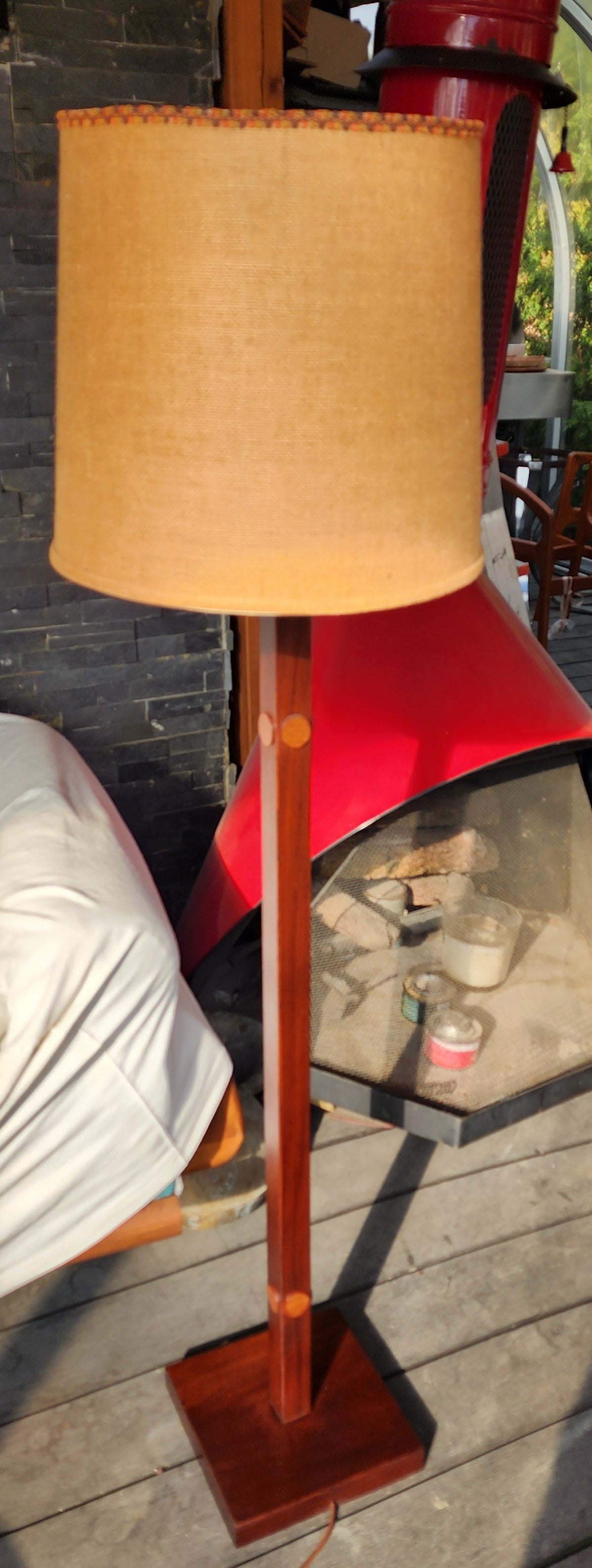 Mid Century Modern Teak Floor Lamp, H 56.5