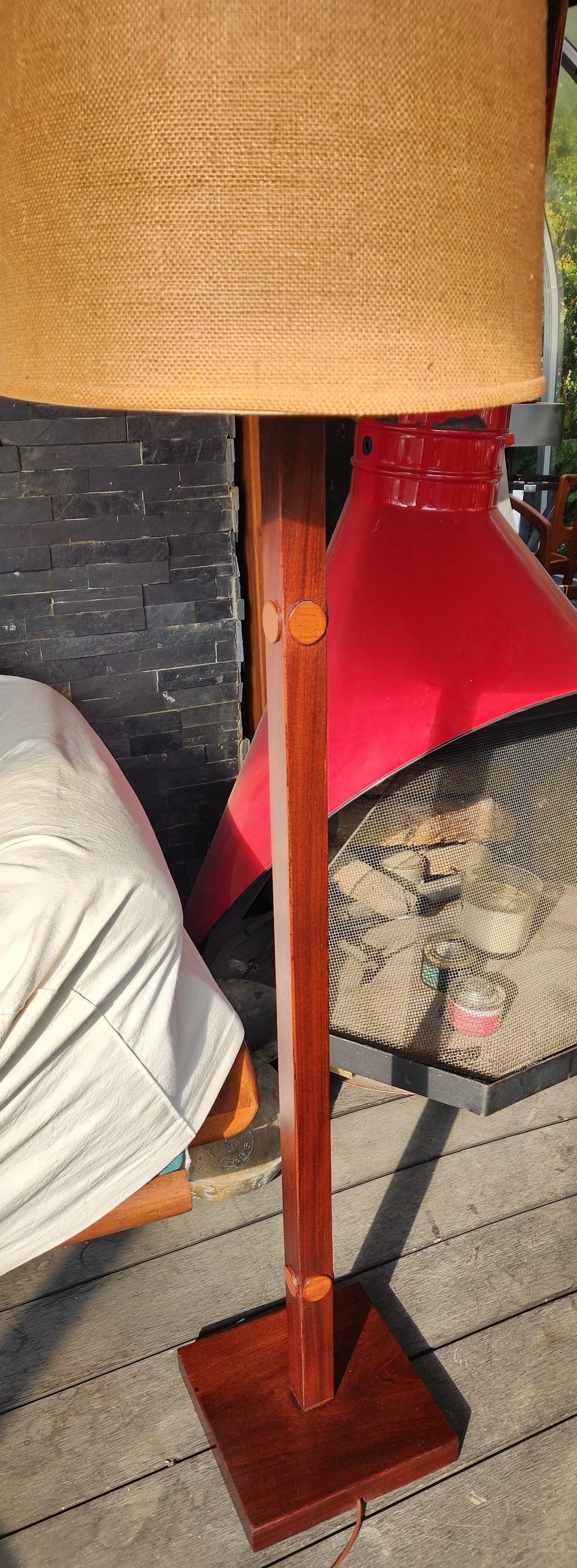 Mid Century Modern Teak Floor Lamp, H 56.5