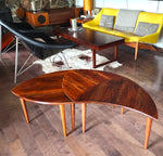 REFINISHED Mid Century Modern segmented triangular accent tables, set of 3 1
