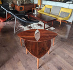 REFINISHED Mid Century Modern segmented triangular accent tables, set of 3 10