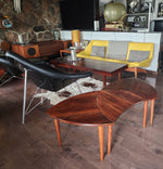 REFINISHED Mid Century Modern segmented triangular accent tables, set of 3 12