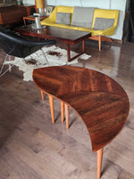 REFINISHED Mid Century Modern segmented triangular accent tables, set of 3 3
