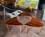 REFINISHED Mid Century Modern segmented triangular accent tables, set of 3 5