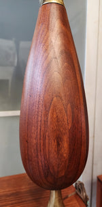 Mid Century Modern Tall Walnut & Brass Lamp by Tony Paul for Westwood 49