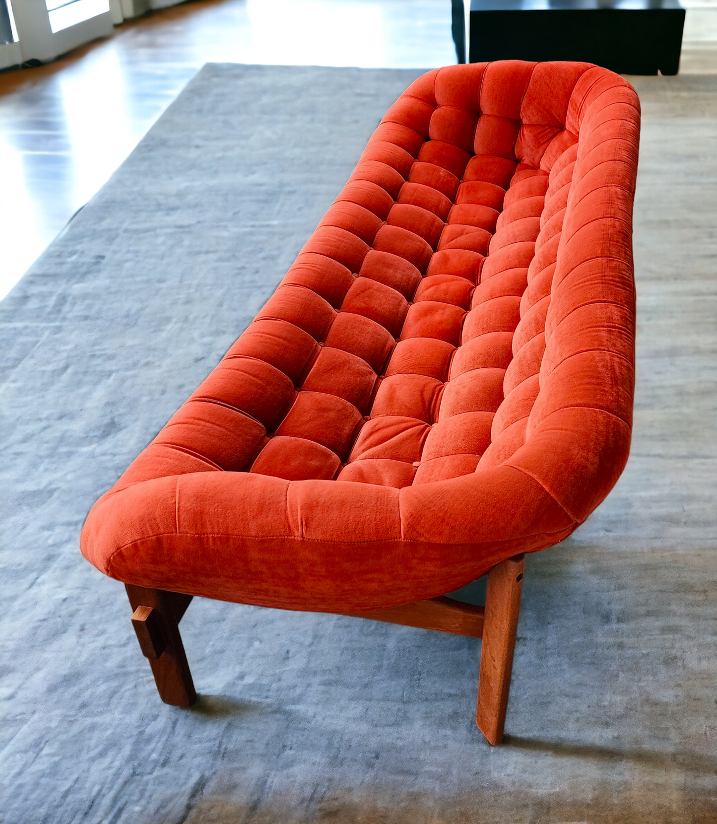 REFINISHED Mid Century Modern R.Huber Teak Scoop Sofa XL