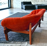REFINISHED Mid Century Modern R.Huber Teak Scoop Sofa XL 3