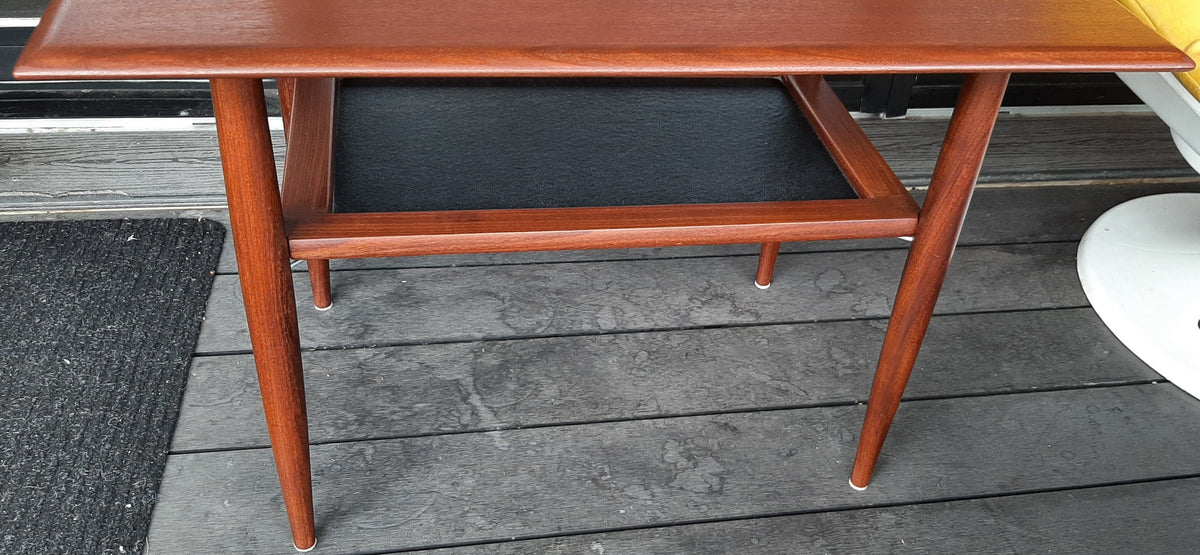 REFINISHED Mid Century Modern Teak Accent Table with Shelf by RS Associates