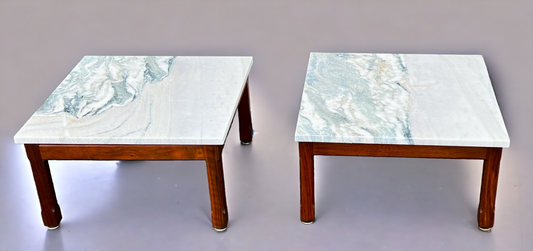 REFINISHED Mid Century Modern Teak Accent Table w Quartzite Top (2 available)