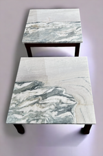 REFINISHED Mid Century Modern Teak Accent Table w Quartzite Top (2 available) 2